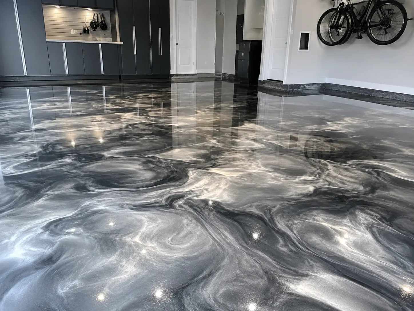Metallic epoxy garage floor in Logansport, IN